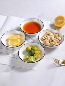 5pcs/3pcs/1pc Circular Ceramic Plates/Small Plates, Fashionable Appetizers, Dipping Sauces, Sauces, Snacks, Microwave ,Kitchen Accessories, Suitable For Various Family Gatherings, Parties, Events, Entertaining Guests, Tableware, Returning To School,Perfect Birthday Anniversary Valentine's Day Christmas Halloween Teacher's Day Graduation Return To School Thanksgiving Surprise - Multicolor - View 5