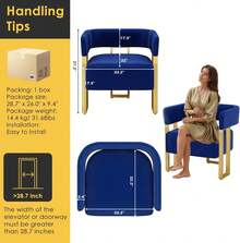 TYBOATLE Modern Upholstered Accent Chair, Bucket Chairs, Arm Chairs For Living Room Bedroom Office - 藍色 - 查看 9