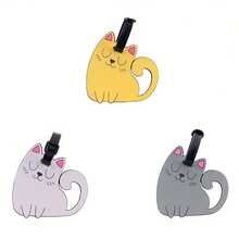 1PC Cute Cartoon Kitten Luggage Tag PVC Soft Rubber Identification Luggage Backpack Essential Tag Pendant -Friendly Card Holder Name Filling Anti-Lost Lightweight Durable Valentine's Day Gift Christmas Halloween Birthday Gift - 3PCS-B - 查看 1