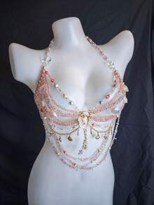 Dây chuyền đeo quanh người đính vỏ sò và ngọc trai thủ công unisex, phụ kiện áo ngực kiểu baroque gợi cảm. - vỏ bọc - Xem 8