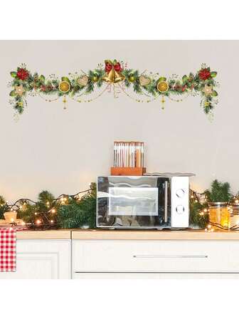 1 st väggklistermärken jul tallgrans klockkrans dekorationsklistermärken pvc-klistermärken material avtagbara självhäftande lätta att riva klistermärken lämpliga för väggdekoration bakgrundsvägg vardagsrum sovrum heminredning självhäftande väggklistermärken heminredning gör ditt liv till ett nytt högtidsdekorationsklistermärken födelsedagspresenter examenspresenter