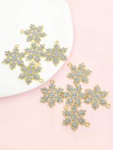 10pcs NEW Style Christmas Snowflake Styling Sparkling Powder Drip Oil Charms, Men And Women Clavicle Chain Necklace, Bracelet, Earrings, Keychain And Festival Party & Xmas Tree Hanging Decorations DIY Alloy Pendants - Perfect For Christmas Day, New Year, And Winter Celebrations - Snowflake - View 5