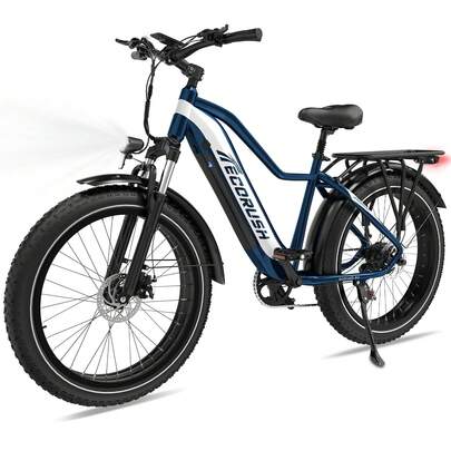 ECORUSH Electric Bike, E Bike With 26*4.0 Wide Tires, E Mountain Bike With 48V 13AH High Capacity Integrated Battery, Suitable For Adults