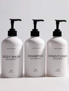 Shampoo-Spender - Nachfüllbare Shampoo- und Conditioner-Flaschen (Bernsteinfarben, 3 Set, 500ml) - Moderne Shampoo-Flaschen für die Dusche - Leere Shampoo-Conditioner-Körperwasch-Spender-Set - Für das Badezimmer - Mehrfarbig - Übersicht 11