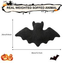 1PCS Halloween Bat Stuffed Animal Cute Bat Plush Toy Throw Pillow Holiday Gift For Adults - 黑色 - 查看 7