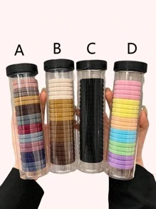 20pcs /80PCS Women's Assorted Candy Colored Black, White, Pink, Purple, Red, Yellow Solid Color Hair Ties, Fashionable Simple Style Hair Accessories For Daily, Work, Party, Face Washing, Bathing, Makeup, Clothing Matching Casual Hair Accessories