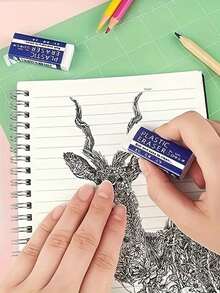 6 件装白色铅笔橡皮擦，学校和办公用品，随机款式绘画和绘图橡皮擦 - 白色 - 查看 7