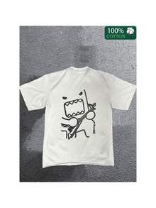 Men's Cotton Graphic T-shirt Y2K Style Bohemian Casual Tee with Unique Cartoon Print Short Sleeve Round Neck Lightweight Heavy Cotton Tops