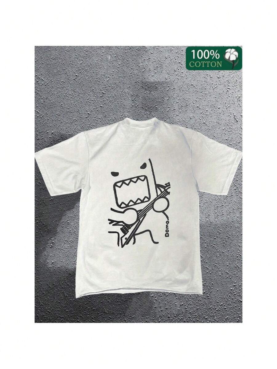 Men's Cotton Graphic T-shirt Y2K Style Bohemian Casual Tee with Unique Cartoon Print Short Sleeve Round Neck Lightweight Heavy Cotton Tops