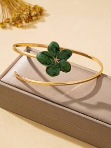 Green Flower Minimalist Adjustable Arm Cuff Armlet - A Green Flower - View 3