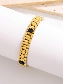 1 件男士时尚不锈钢手链 - 金色 - 查看 3