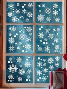 137 片圣诞玻璃窗贴 - 4 张圣诞窗贴雪花圣诞装饰圣诞窗贴节日窗贴冬季装饰 4 张/套，137 片雪花窗贴，圣诞装饰，冬季门背景装饰，白色雪花静态玻璃贴纸， - 彩色 - 查看 9