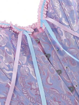 束胸衣，经典束胸衣，露肩甜美修身紧身衣，荷叶边腰部束身衣，露背收腹上衣，适合化妆舞会、万圣节