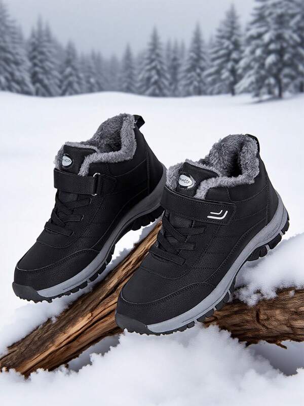 (Couple) Men And Women's Snow Boots, Fashionable Leather Riding Boots, Hiking Boots, Warm And Comfortable