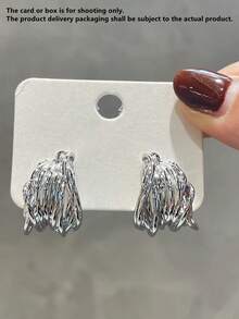 1 Pair Copper Plated Silver Zirconia Earrings, Suitable For Daily Wear - Silver - View 4