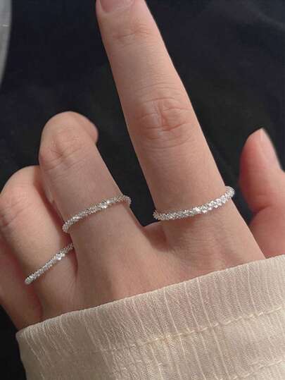 BALMORA 1入組時尚極簡純銀戒指適合女士日常裝飾