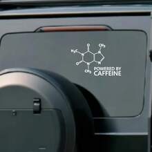 Caffeine Chemical Formula Vinyl Car Stickers, Waterproof , Suitable For Cars, Laptops, Water Bottles - White Text Stickers On A Black Background, Car Accessories