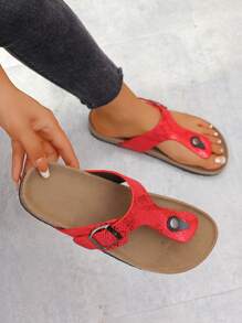 Modische weiche Kork-Flip-Flops, Damen Sommer Strandschuhe, ganzjährig tragbar, weicher Kork & EVA dünne Sohle, leicht & flach