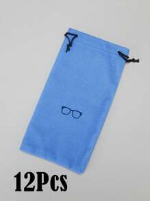 1-12 件植绒彩色抽绳眼镜收纳袋，时尚便携式眼镜盒 - 多色 - 查看 16