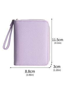 Cartera sólida de gran capacidad BATSIOE para mujeres, cartera con cremallera para monedas, billetera minimalista de lujo al por mayor para mujeres, billetera de dinero, billetera mini, monedero, billetera linda, billetera pequeña, billetera con muñequera - Púrpura malva - Ver 9