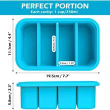 Silicone Freezer Tray With Lid, Food Storage Container, 1 Cup Portion, Ice Cube Tray For Soup Sauce Meal Prep, - Màu xanh lam - Xem 4