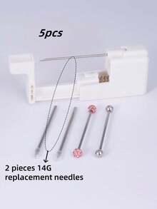3pcs/Set Sterile 13G Navel Piercing Gun, 1pc 13G Piercing Gun, Assorted Color Rhinestone Navel Studs, Easy To Operate, Suitable For Beauty Self-Use Piercing Tools And Accessories - Multicolor 2 - View 11