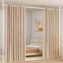 Room Divider Curtain Rod, Adjustable No - Drill Space Partition, 4 - 10ft(H) 28 - 70inch(), Heavy Duty Temporary Floor - To - Ceiling Tension Rod, Black, Space Saver - White - View 12
