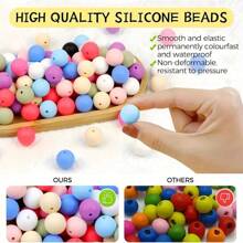 42Pcs Silicone Beads 12/15MM Round Bead For Jewelry Making To Make Bracelets DIY Keychain Necklace Jewelry Accessories And Round Silicone Beads For Pens