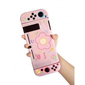 1pc Flower Game Console Protective Case Astronaut Cover With Anti-Slip Grip Compatible With Switch