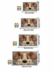 1pc, Faux Wool-Like Material 2D Dog Print Doormat & Rug, Machine Washable Easy Care, Suitable For Entryway, Study, Kitchen, Bathroom, Adds Cute Vibe To Your Space - Grey - View 5