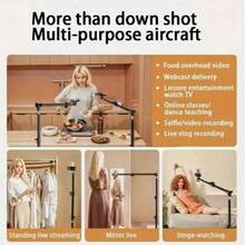 1 pieza El trípode ajustable multifuncional con brazo telescópico cuenta con rotación libre y ajuste de altura de 180 grados. Tiene una estructura robusta, posicionamiento flexible para la creación de contenido y materiales de alta calidad - Adecuado para cocinar, grabar alimentos y transmisión en vivo para vacaciones de verano, viajes, actividades al aire libre, transmisión en vivo, equipo de palo de selfie para grabación estable de Vlogging con alta capacidad de carga