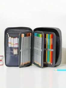 1个创意新款72格笔筒收纳盒，铅笔、马克笔、画笔收纳盒，多功能大容量笔筒，带2个可拆卸笔套，可拆卸肩带，学生必备文具收纳盒，返校礼物，文具包 - 收納包 - 查看 5