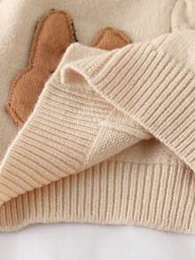 1 szt. Sweter dziecięcy, koreański modny kardigan z kapturem dla chłopców, dekoracja z motywem niedźwiedzia z kreskówki, skręcona lina, splot kablowy, szary