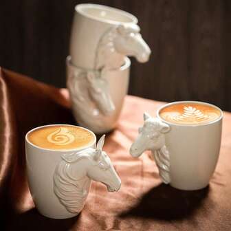 1pc 180ml/6oz Novelty Handmade Ceramic Coffee Mug With 3D Animal Handle, Middle East Style Herbivores 3D Handle Ceramic Espresso Cup Tea Cup With Handle Personal Water Cup For Afternoon Tea, Festival(Horse/Camel)
