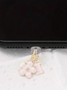 1 件时尚粉色花卉字母手机防尘塞，精致 A-Z 字母金属挂件，适合作为女性生日礼物，兼容 Lightning（5-14）/ Type-C 接口 - 粉色 - 查看 29