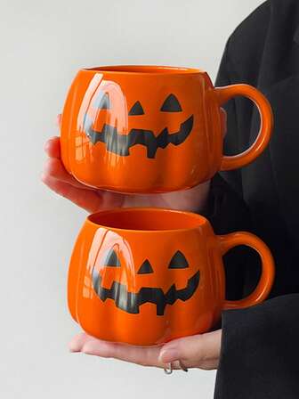 Taza de cerámica con forma de calabaza de Halloween y Navidad, taza de regalo creativa para la oficina, leche, té