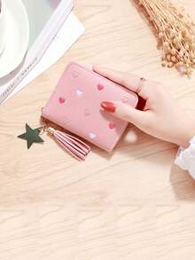 1/2/3pcs Women Small Wallet Ladies Mini Tassel Wallet Cute Girl Short Zipper Lovely Pu Leather Coin Purse Female Hand Wallet Purse For Women Wallet Mini Wa