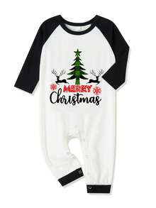 Family Matching Christmas Set, Christmas Tree Letter Print Long-Sleeved Tops + Plaid Pattern Trousers Outfits - Baby - View 4