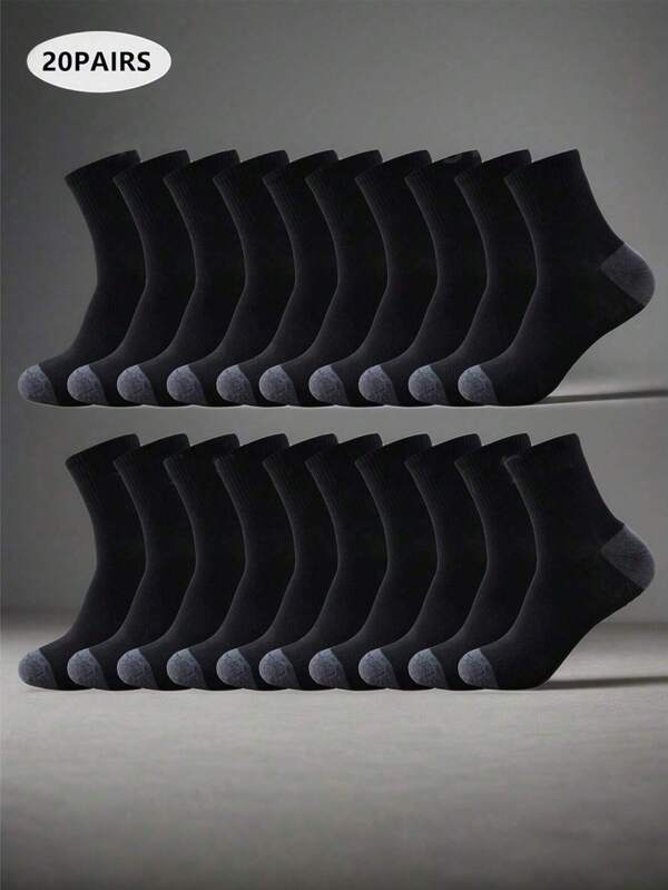 10/20 Pairs Men's Breathable Moisture-Wicking Comfortable Sports & Casual Crew Socks, Suitable For Both Men And Women, All Season, Fall Socks