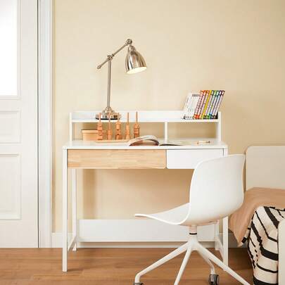 SoBuy Desk With 2 Shelves Computer Desk Office Desk Work Table For Home Office Corner Desk White W X H X D Approx. 100 X 95 X 59 Cm