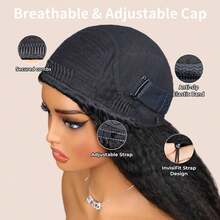 bling hair Half Wig, Straight, Kinky, Flexi Fit, Invisible, 3 In 1 Wig, Flip Drawstring Wig, 180% Density, Glueless Wigs, Natural Black, Ready To Wear Headband Wig For Women - Natural Black - 查看 10