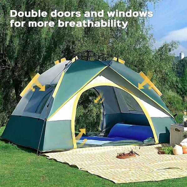 LOVEWE Automatic Quick-Opening Tent Outdoor Self-Driving Travel Camping Tent Automatic Quick-Open Tent Rainproof Sunshine-Proof Tent Fishing Beach Sunshine Shelter 2-3/3-4 Person Portable Fishing Hiking
