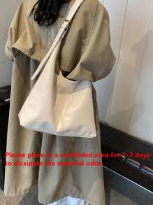 大号女士单肩包，新款时尚设计手提包，高品质 - 米色 - 查看 2