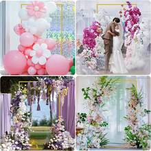 1 Elegant Metal Wedding Arch Background Bracket With A Golden Frame, Suitable For Floral And Plant Arrangements, Perfect For Indoor/Outdoor Ceremonies, Birthdays, And Celebrations, Ceremonial Decoration | Floral Embellishment | Sturdy Metal Frame, Wedding Decoration - 金色 - 查看 7