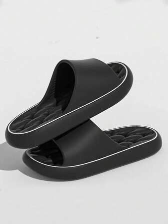 Solid Color Slip-On Sandals, Non-Slip Outdoor/Indoor Beach Slippers, Suitable For All Seasons