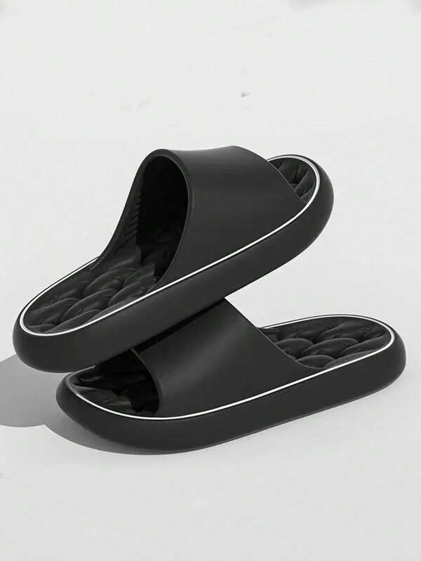 Solid Color Slip-On Sandals, Non-Slip Outdoor/Indoor Beach Slippers, Suitable For All Seasons