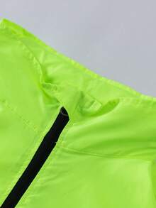HISERWA Chaqueta de ciclismo de manga larga con decoración de rayas para hombres, ropa de ciclismo de carretera y montaña a prueba de viento con rayas reflectantes, cortavientos con capucha coleccionable, para primavera/verano/otoño, chaqueta para deportes al aire libre/ciclismo/senderismo/trekking - Verde - Ver 5