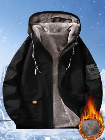Men's Long Sleeve Outdoor Sport Fashion Thermal Lined Hooded Jacket, Winter, For Fall