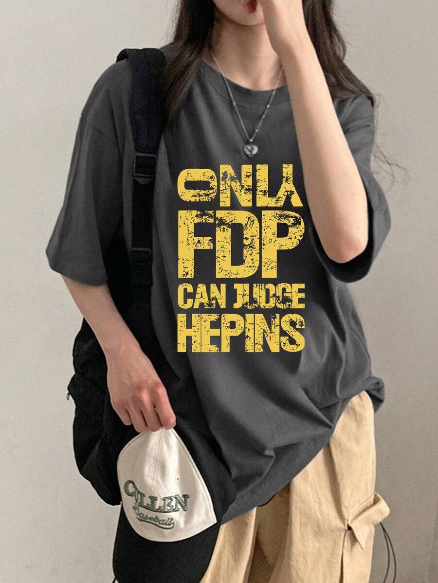 200g Pure Cotton T-Shirt 2025 Summer Ladies New Short Sleeve Pure Cotton Holiday Pattern Short Sleeve Round Neck Couple Wear Small Shirt Tops - 深灰 - 查看 1
