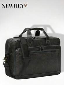 NEWHEY Men Laptop Bag 16 Inch Leather Briefcase Vintage Messenger Bag For Men Large Crossbody Shoulder Office Computer Bag Retro College Satchel Bag For Work, Business, Travel Summer Summer Bag Spring Break Vacation Bags Gift Bag Pack Vintage Bags Laptop Bags Purse Organizer